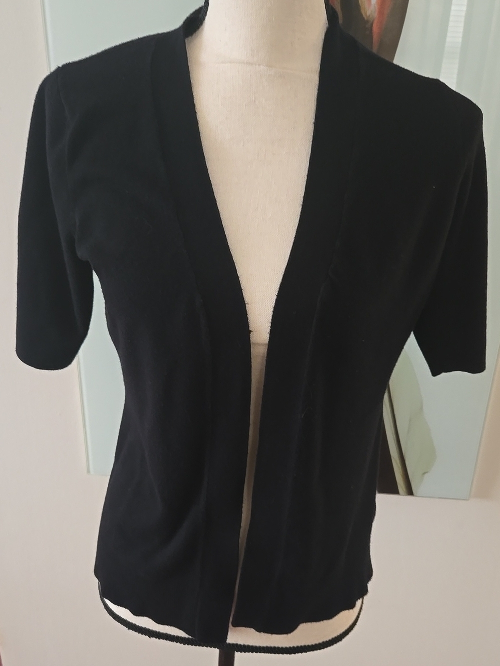 Dress Barn Black Short-Sleeve Open Front Cardigan